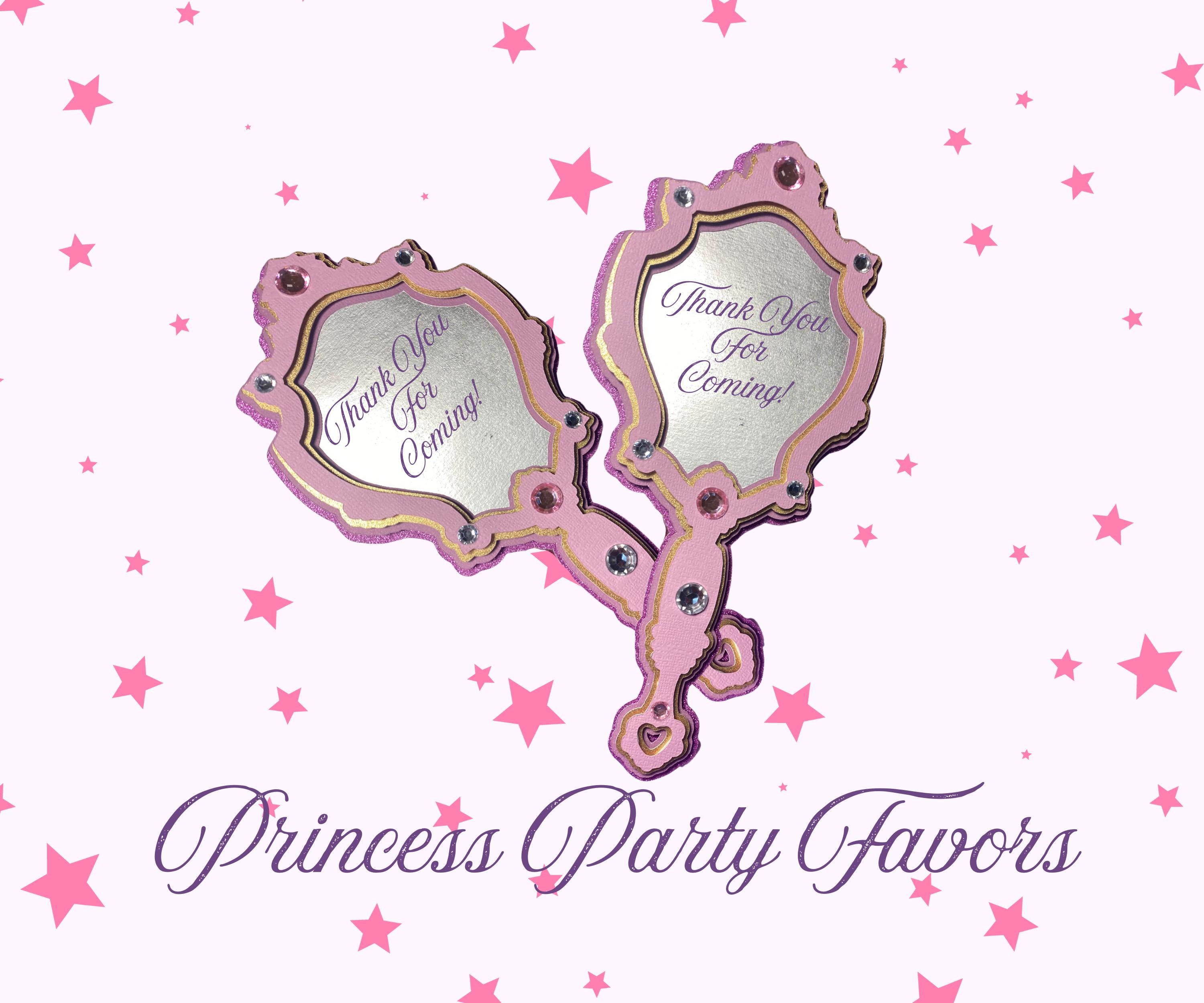 Princess Party Favors: Magic Glitter Mirror - Set of 12