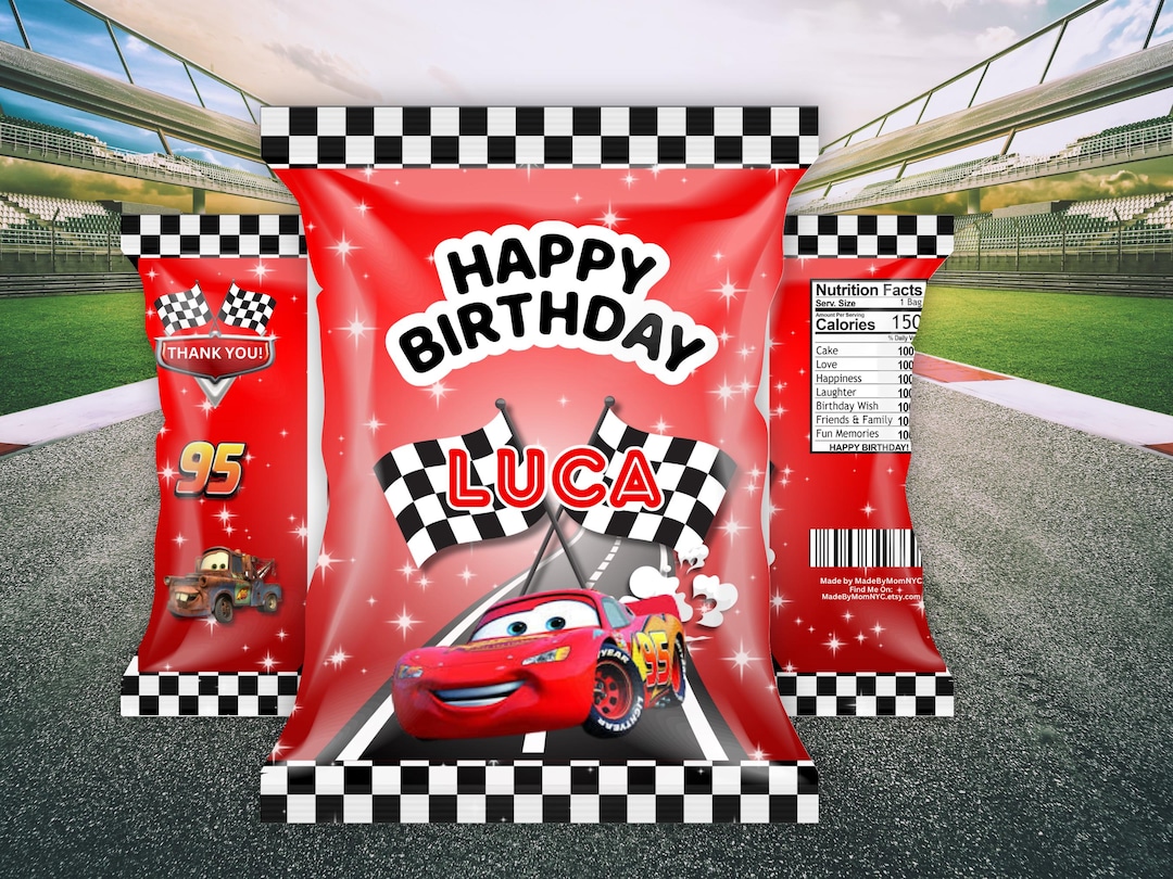 Personalized Chip Bag Template Racecar Party Etsy