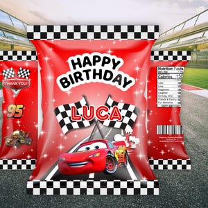 Personalized Chip Bag Template - Racecar Party