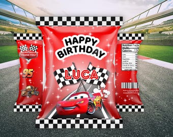 Personalized Chip Bag Template - Racecar Party
