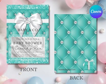 Baby Shower Editable Template - Teal and White - Baby & Co.