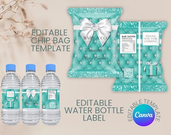 Baby Shower Templates - Printable Template Editable Download Teal and White Theme - Baby & Co.