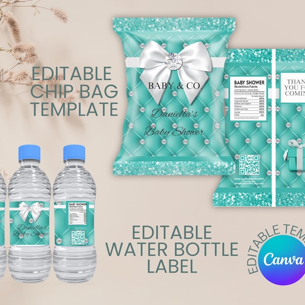 Baby Shower Templates - Printable Template Editable Download Teal and White Theme - Baby & Co.