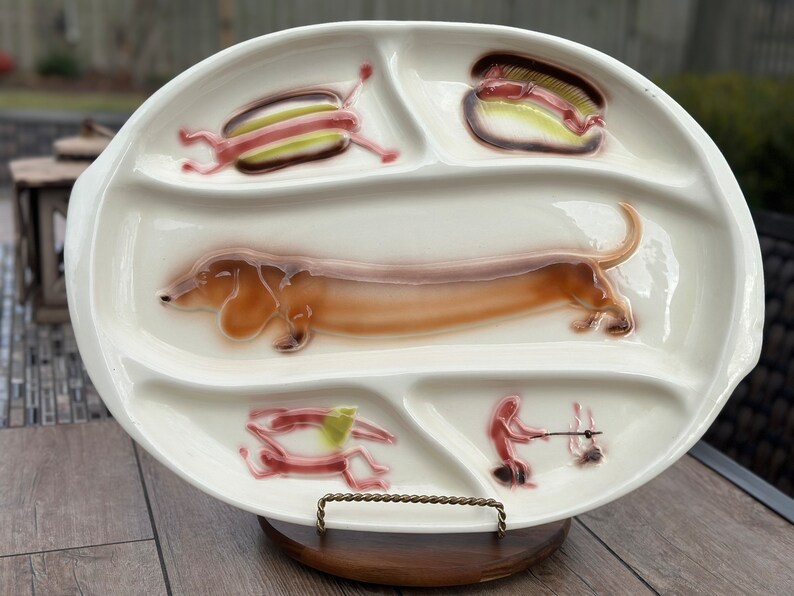 Vintage Large MCM 1958 California Lane & Co. Ceramic Hot Dog Platter