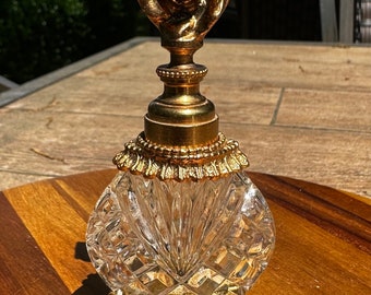 Vintage Rose Stylebuilt 24 kt Gold Plated Filigree Ornate Ormolu Perfume Bottle, Hollywood Regency