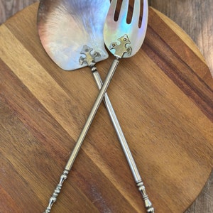 Vintage Mother of Pearl Serving Spoon & Serving Fork