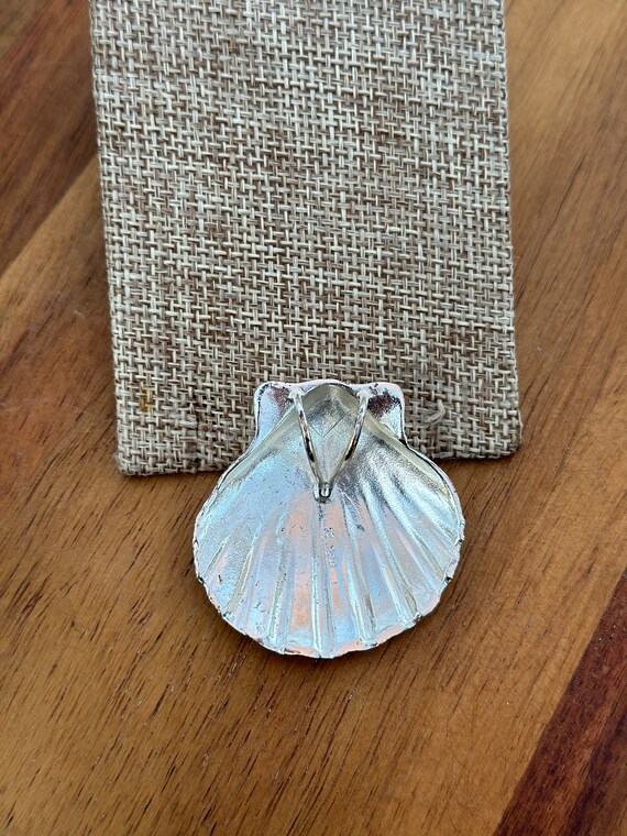 Vintage Large Scallop Shell Solid Sterling Silver… - image 2