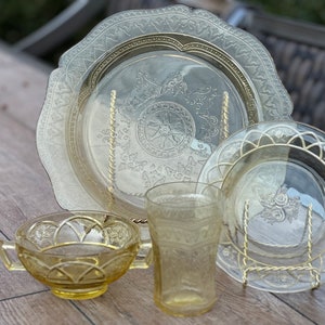 Vintage Lot of Yellow Pressed Depression Glass