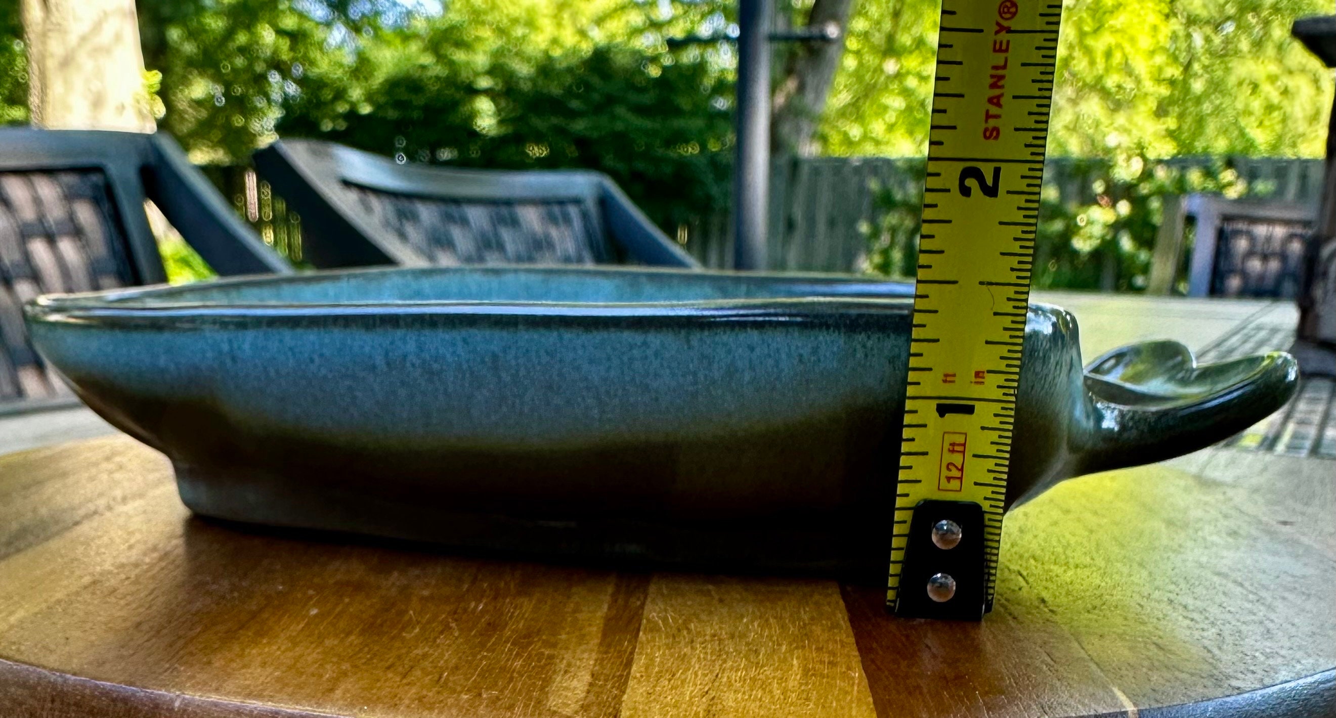 Vintage FRANKOMA Pottery Blue Fish Ashtray Tiki Style T8