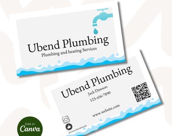 Biglietto da visita per l'idraulica: codice QR, modello modificabile Canva