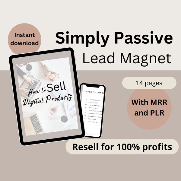 Simply Passive Course Lead Magnet, Canva Ebook Template, MRR, PLR, Faceless Marketing PLR Product, Done For You