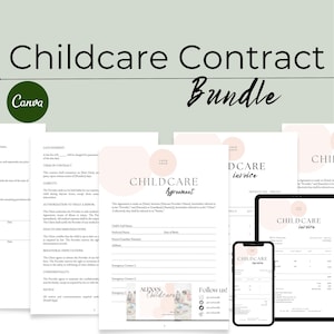 Modelo de contrato de assistência à infância | Contrato de assistência à infância | Formulários de creche | Modelo de contrato de babá | Fatura de assistência à infância | Cartão de visita