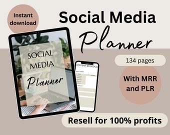 Social media planner and workbook, w/ master resell rights, content planner, workbook template, Done For You. Private label rights