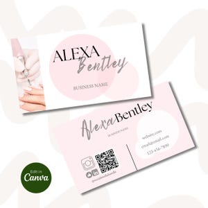 Nageltechniker Visitenkarte Vorlage QR-Code, Corporate Visitenkarte Vorlage, Bearbeitbare Nails Visitenkarte, Social Media Karte