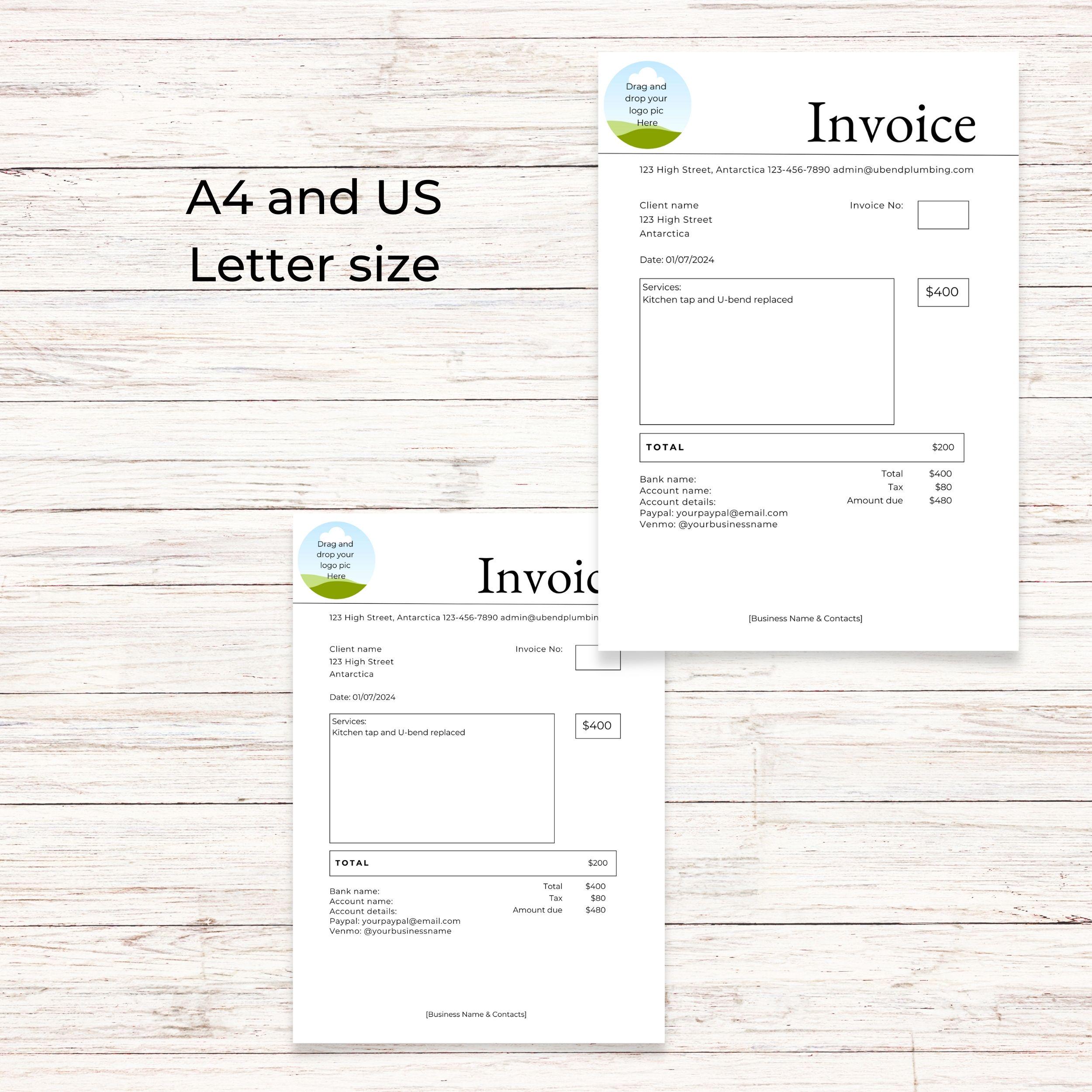 Modern Printable Plumbing Invoice Layout