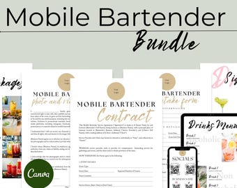 Pacchetto di modelli per attività di barista mobile (Canva modificabile)