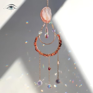 Crescent Moon Crystal Sun catcher Gift for Mom, Sun and Moon Suncatcher, Wall Hangings, Boho Chic Home Decor, Rainbow Maker Gift for Her
