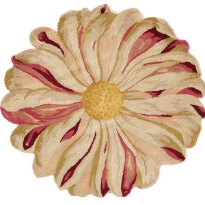 Zinia flower shaped wool hand tufted Indian rug size 4&#39;x4&#39;