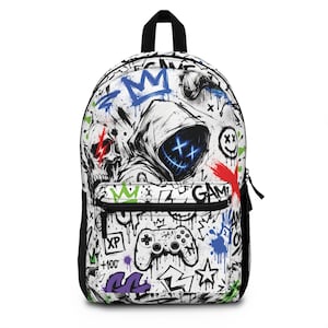 Graffiti Skull Gamer controller Backpack | Street Art Doodle print