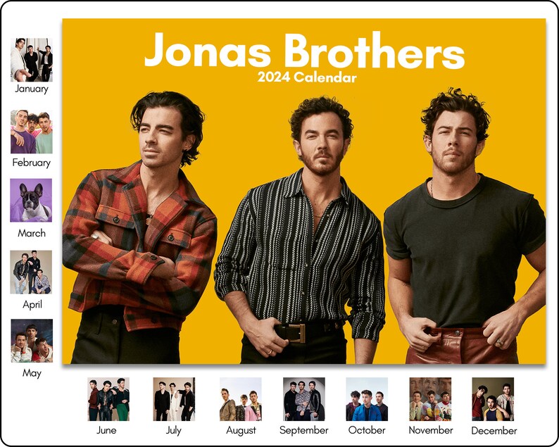 Jonas Brothers Calendar 2024 Celebrity Wall Calendar Jonas - Etsy