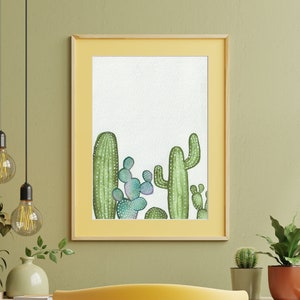 Impresión de cactus: Arte mural de oasis en el desierto (descarga digital)