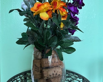 Flowers and cork glass