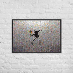 Banksy - Flower Thrower - Framed Street-Art Mosaic