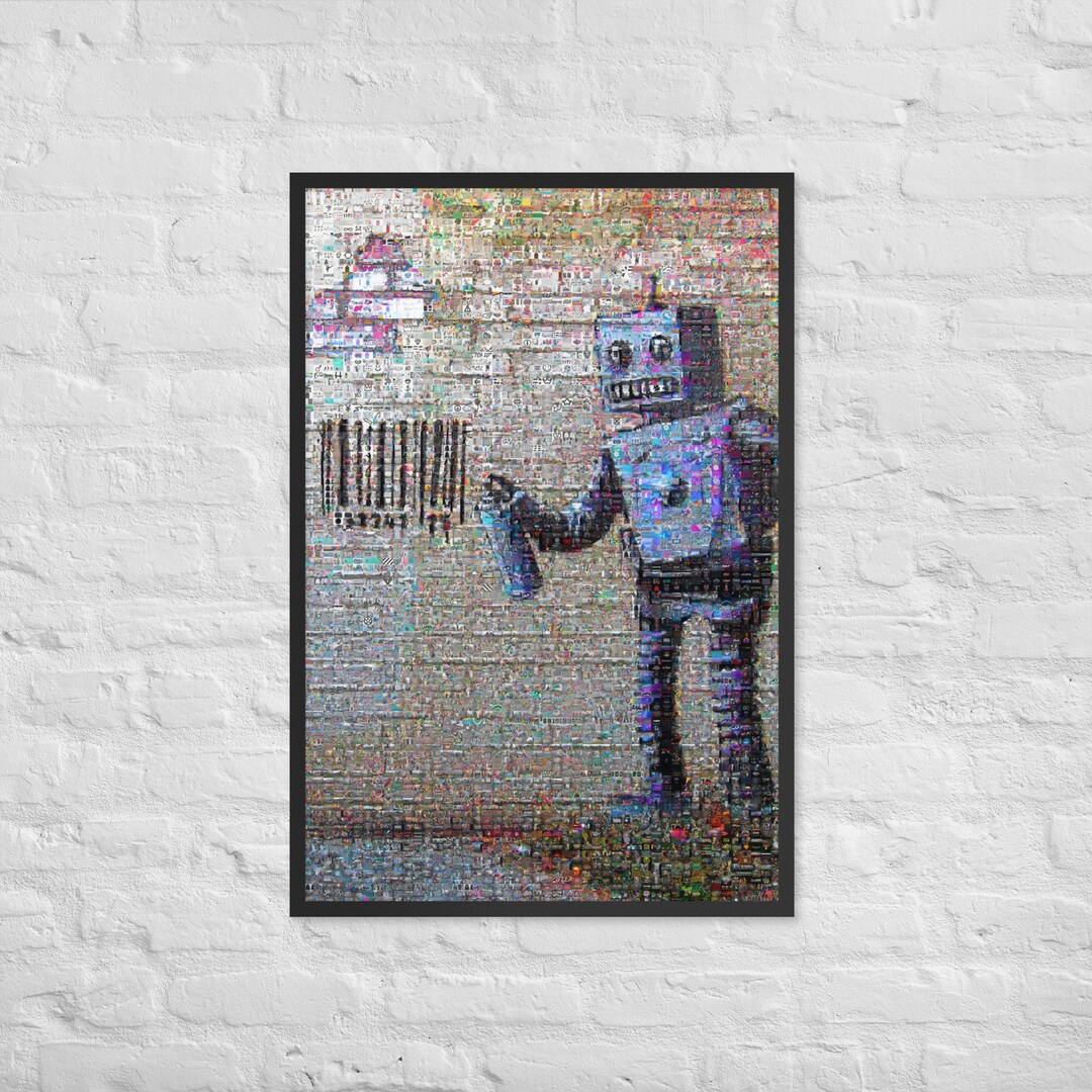 Banksy Robot Framed Streetart Mosaic Etsy