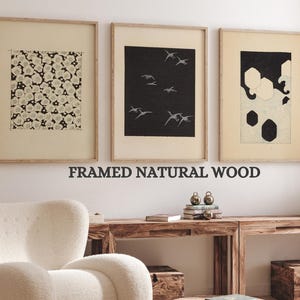 Set Of 3 Prints - Minimalist Japanese Print - Black And White Wall Art -Japanese Wall Art - Abstract Japanese Art - Gallery Wall Set -FRAMED