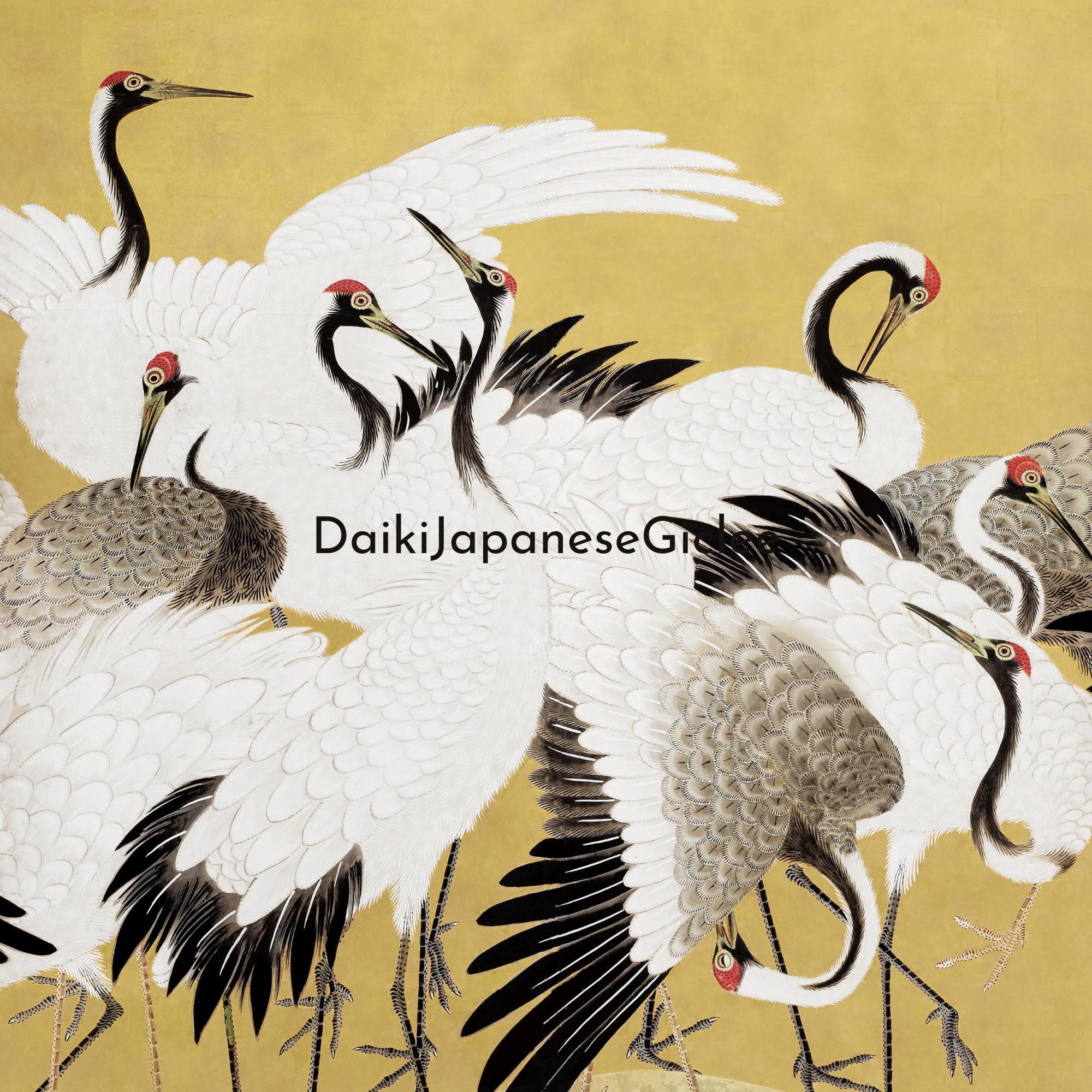Japanese Crane Art | Gold Leaf Triptych Wall Print | Elegant Asian ...