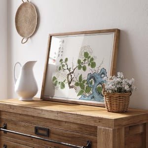 Hydrangea Botanical Print - Dining Room - Japanese Floral Wall Art - Zen-Inspired Decor- Vintage Asian Artwork - Minimalist Homes - UNFRAMED
