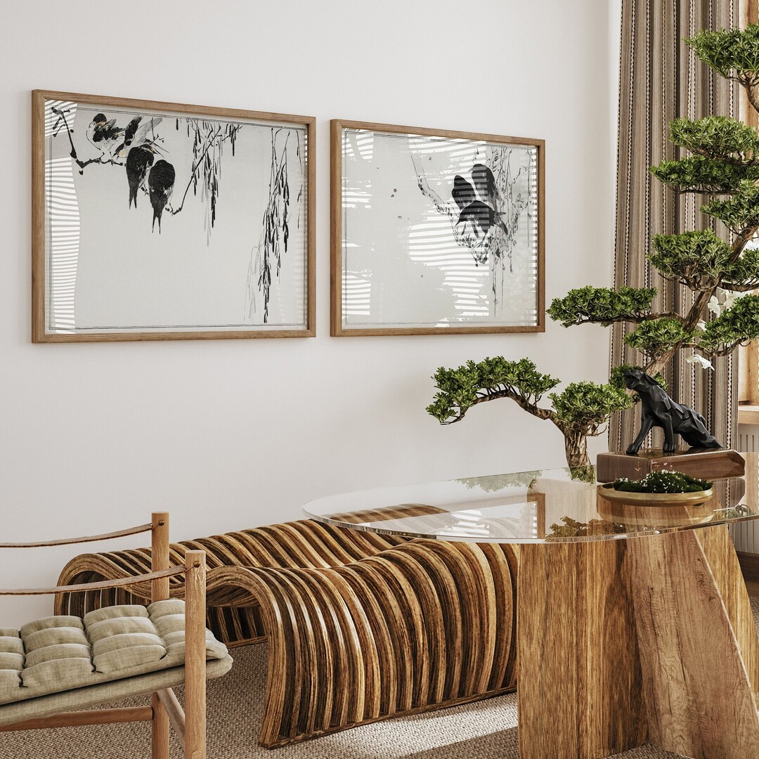 Japanese Art Print Set of 2 Prints Japanese Wall Art Living Room