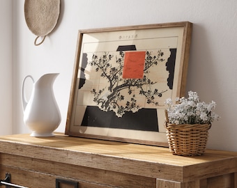 Japanese Art Print, Black And White Wall Art , Vintage Japanese Art Tree , Antique Asian Art , Japanese Wall Art ,Minimalist Wall Decor