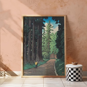Japanese Forest Landscape Print - Vintage Nature Artwork - Woodland Path - Hiking Trail Art Print - Serene Forest Scene - Botanical Wall Art