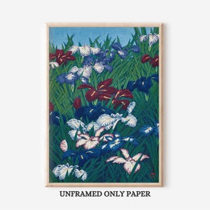 Iris Garden Print – Japanese Floral Wall Art, Botanical Poster, Colorful Nature Decor , Living Room Poster - UNFRAMED