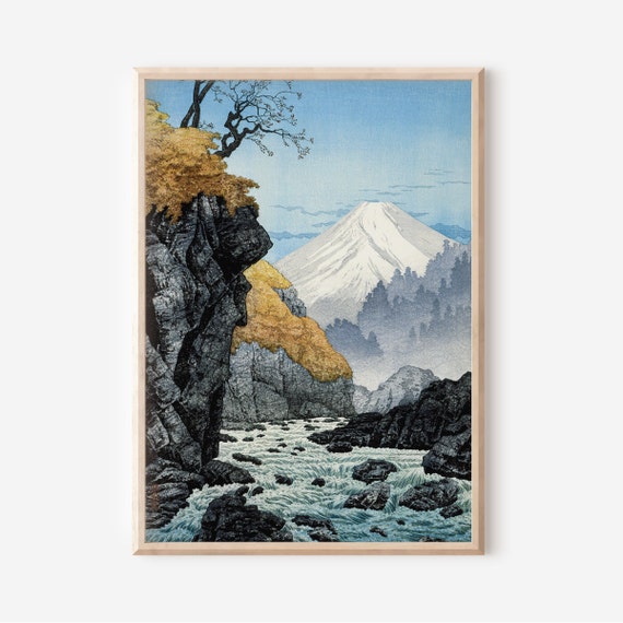 Mount Fuji Art , Japanese Landscape Art , Japanese Wall Art , Autumn , Mountain Print Japanese , Antique Print Asian