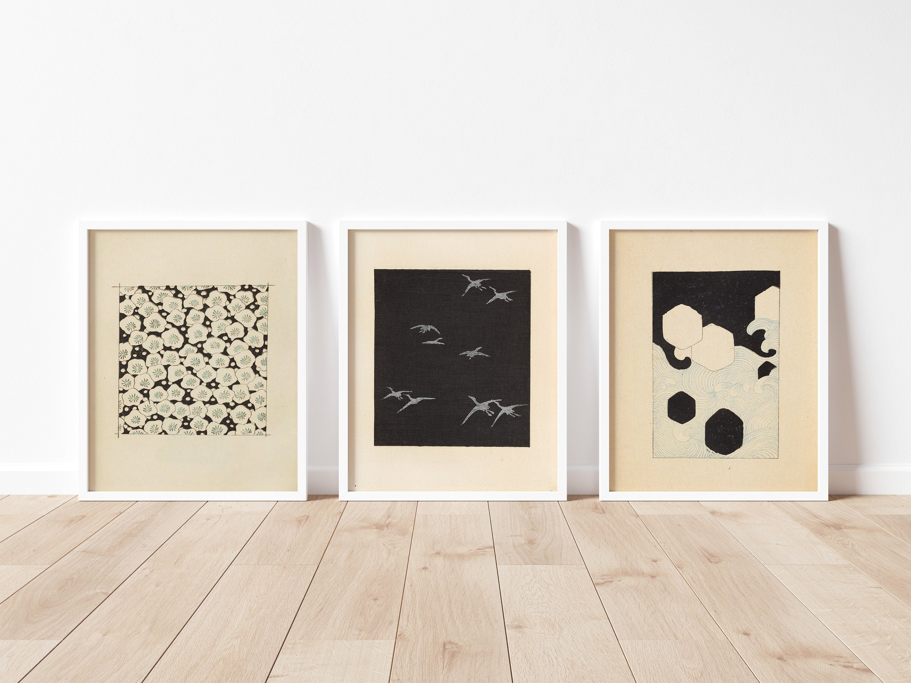 Set of 3 Prints - Minimalist Japanese Print - Black and White Wall Art ...