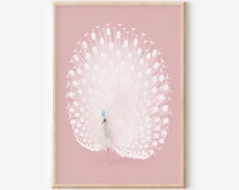 Sztuka japońska Print-biały Paw Print-Vintage japoński plakat-japońska sztuka ścienna-Paw Wall art