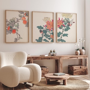 Japanese Posters - Set Of 3 Prints - Japanese Art Print - Japanese Wall Art - Imao Keinen - Birds and Flowers - Asian Wall Art