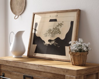 Black And White Wall Art ,Japanese Temple Print , Vintage Japanese Art Traditional , Antique Asian Art , Japanese Art ,Minimalist Wall Decor