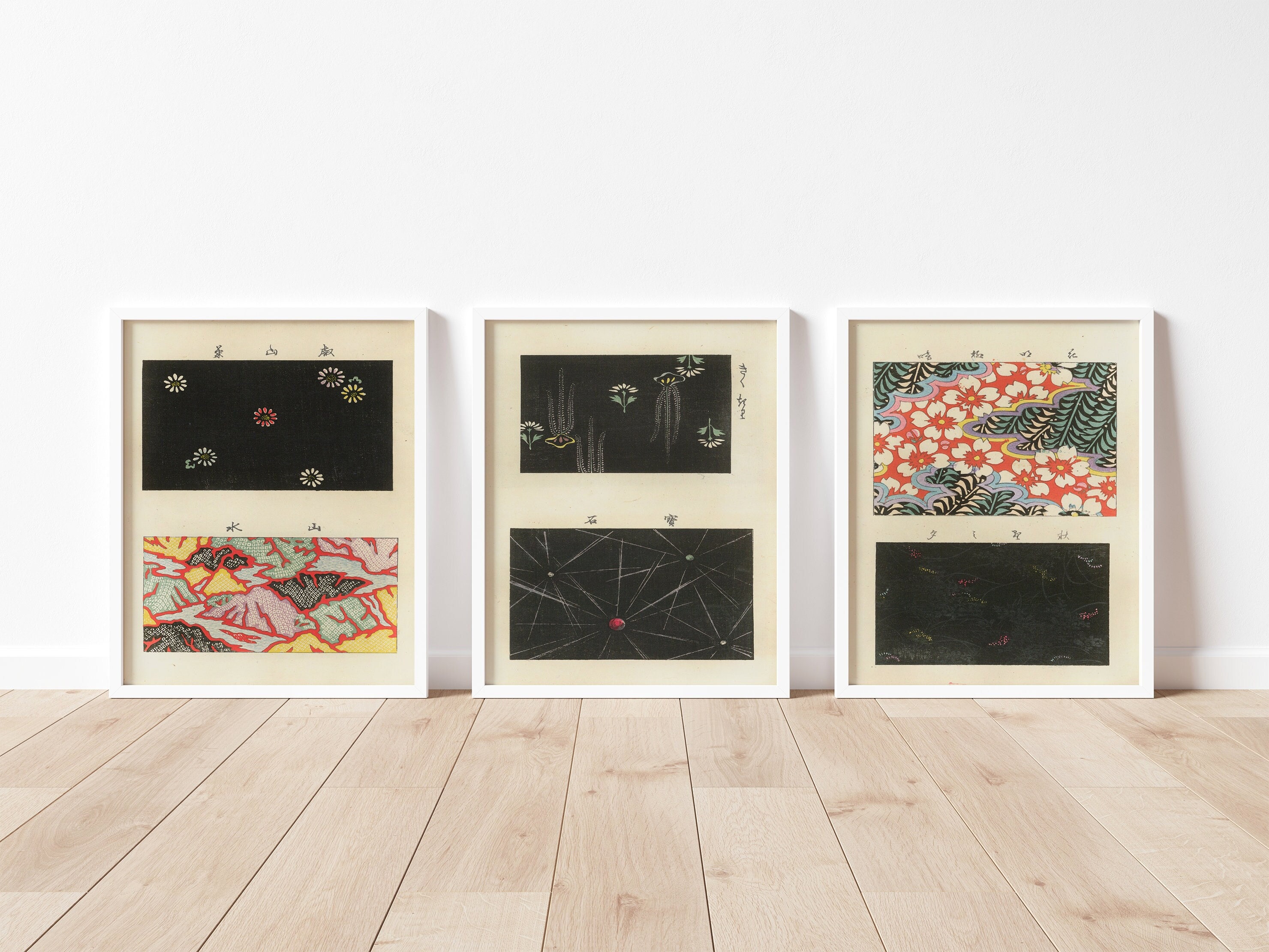 Abstract Japanese Art - Set of 3 - Minimalist Japanese Print - Black ...