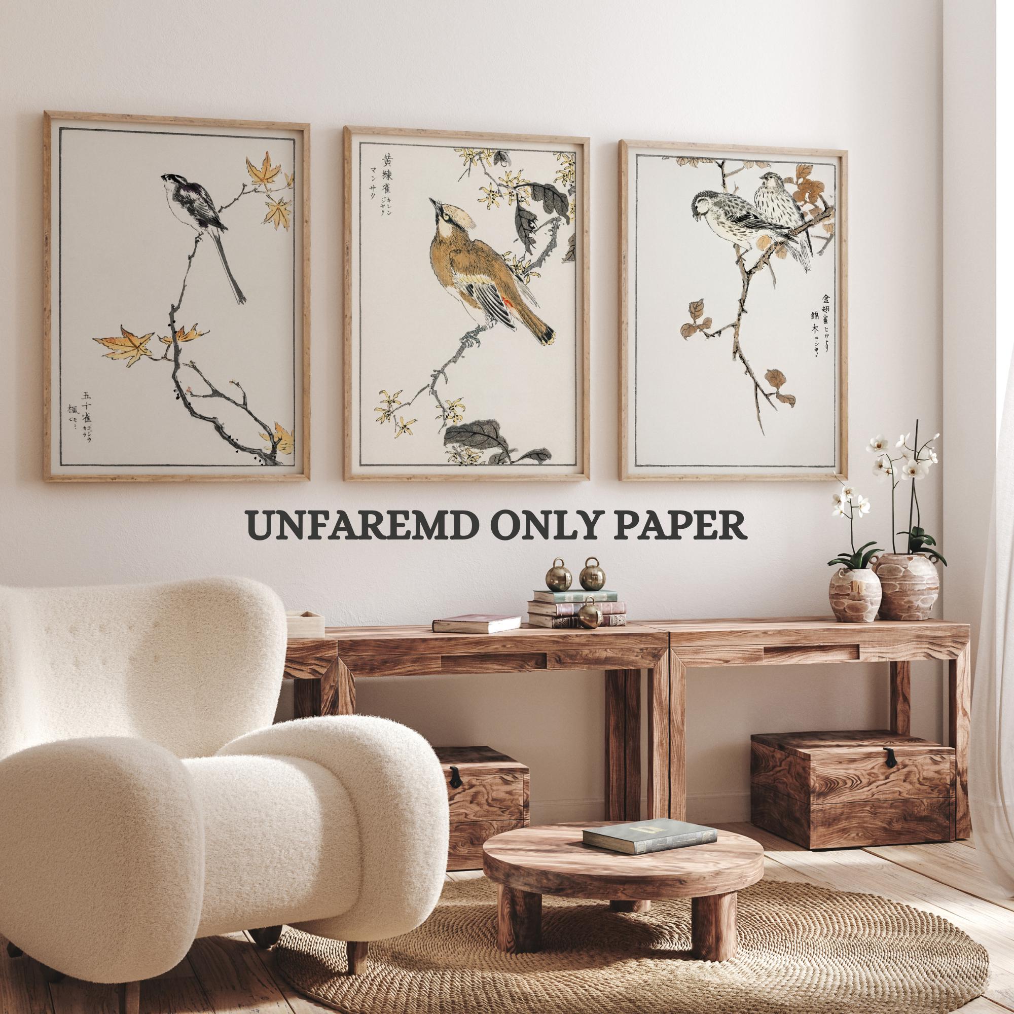Japanese Art Birds Print - Japanese posters - Gallery Wall Set - Baby Room - Set Of 3 Pieces - Neutral Wall Art - Japanese Art - UNFRAMED