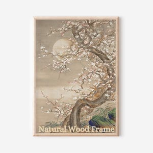 Japanese Cherry Blossom Print - Vintage Sakura Tree Wall Art, Traditional Asian Painting, Zen Nature Decor, Wabi-Sabi Aesthetic Poster