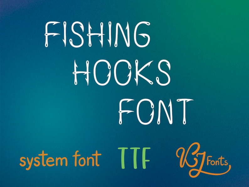 Fish Hook Font Fisher Font TTF Fish Hooking Font Installable Font Hook