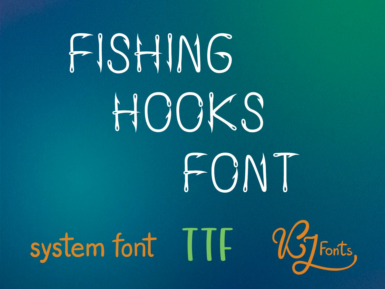 Fish Hook Font Fisher Font TTF Fish Hooking Font Installable Font Hook