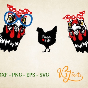Chicken SVG - Hen svg - Chicken shirt svg - Chicken bundle svg - Crasy chicken shirt - Chicken bandana svg