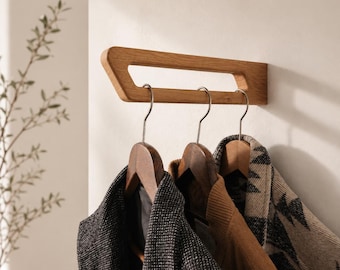 Solid Oak Wall Coat Rack – Minimalist Scandinavian Entryway Organizer (27.5cm)