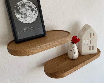 Wooden Floating Shelf, Small Wooden Floating Plant Shelf, Solid Oak Shelf, Wall Shelf