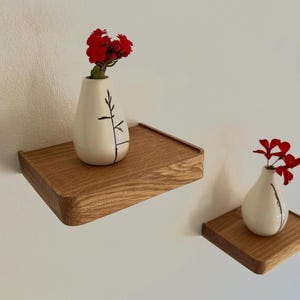 Wooden Floating Shelf, Small Wooden Floating Plant Shelf, Solid Oak Shelf, Wall Shelf