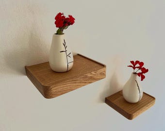 Wooden Floating Shelf, Small Wooden Floating Plant Shelf, Solid Oak Shelf, Wall Shelf